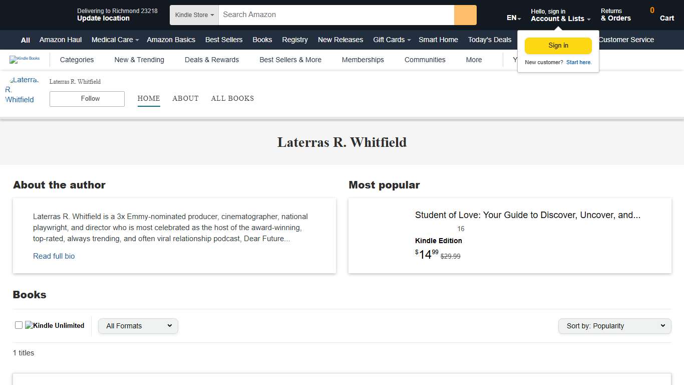 Amazon.com: Laterras R. Whitfield: books, biography, latest update